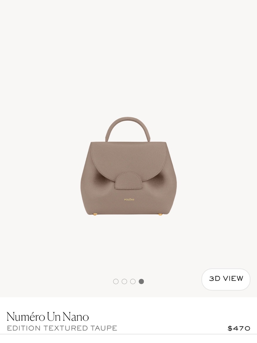 Polène Numéro Un Nano Textured Taupe Top-Handle Bag
